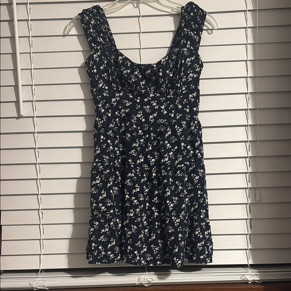 Hollister Navy Dress with White Floral Design